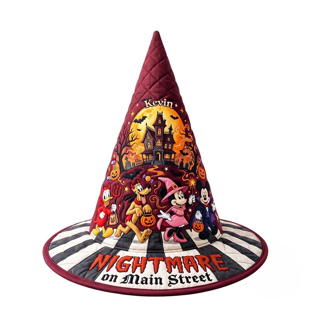 Personalized Mickey Mouse Nightmare On Main Street Quilted Witch Hat 2026 Halloween Gifts