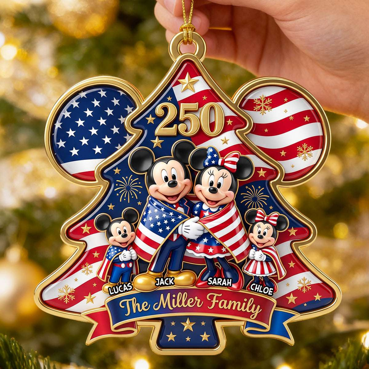 Personalized Mickey Mouse Patriotic Family Christmas Ornament Anniversary Gift For Family Personalized Mickey Mouse Patriotic Family Christmas Ornament Anniversary Gift For Family