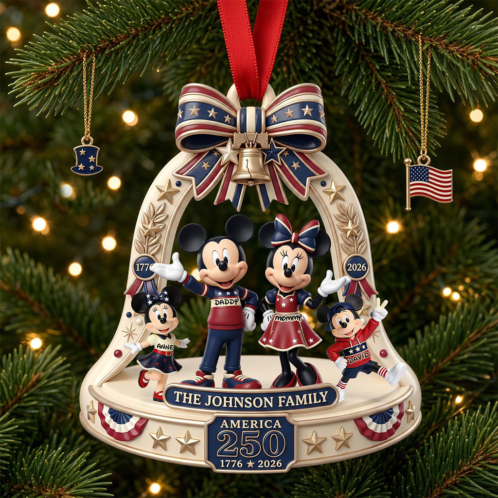 Personalized Mickey Mouse Proud Patriot Family Acrylic Ornament Christmas Gift For Family