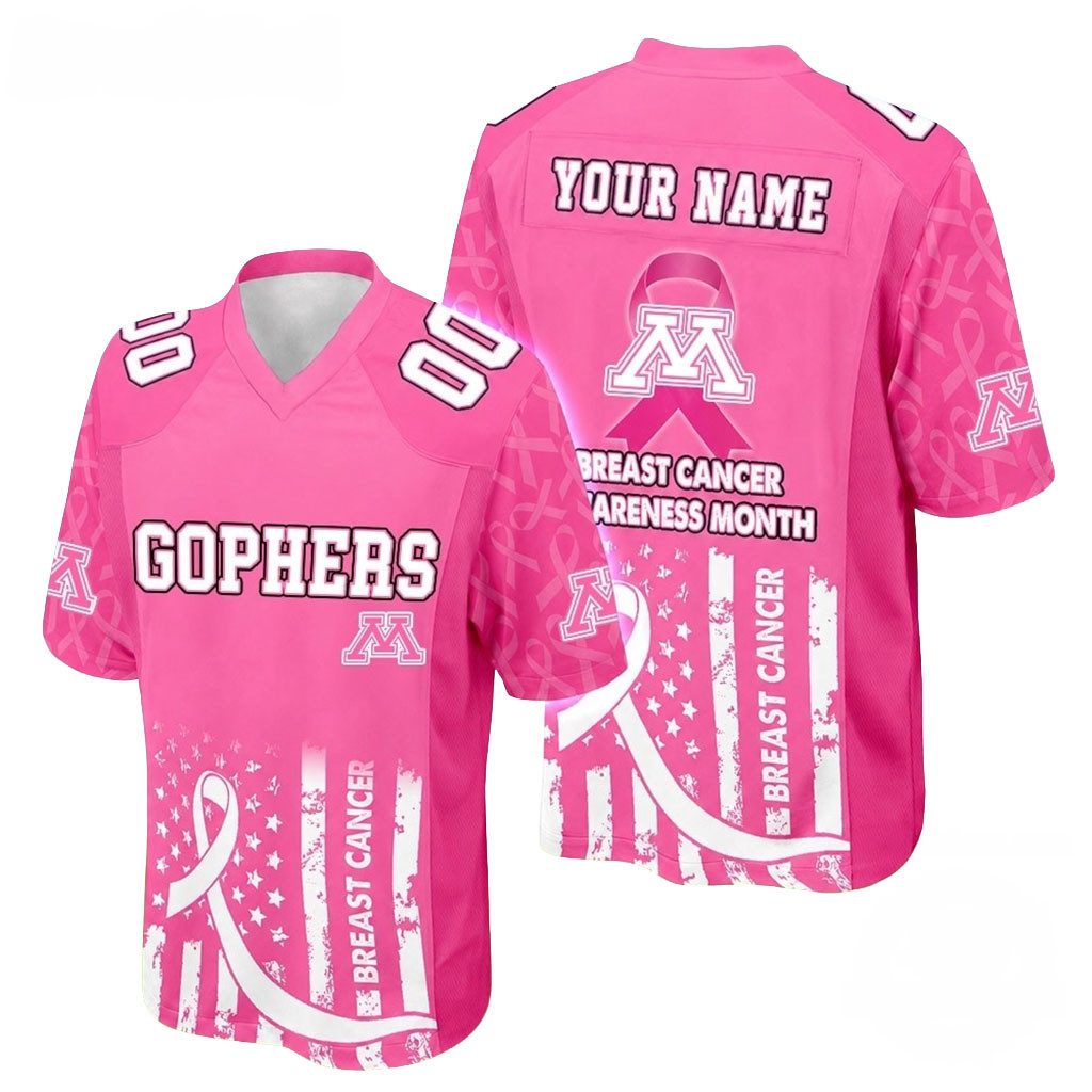 Personalized Minnesota Golden Gophers Merch Breast Cancer Awareness Month 2026 Football Jersey