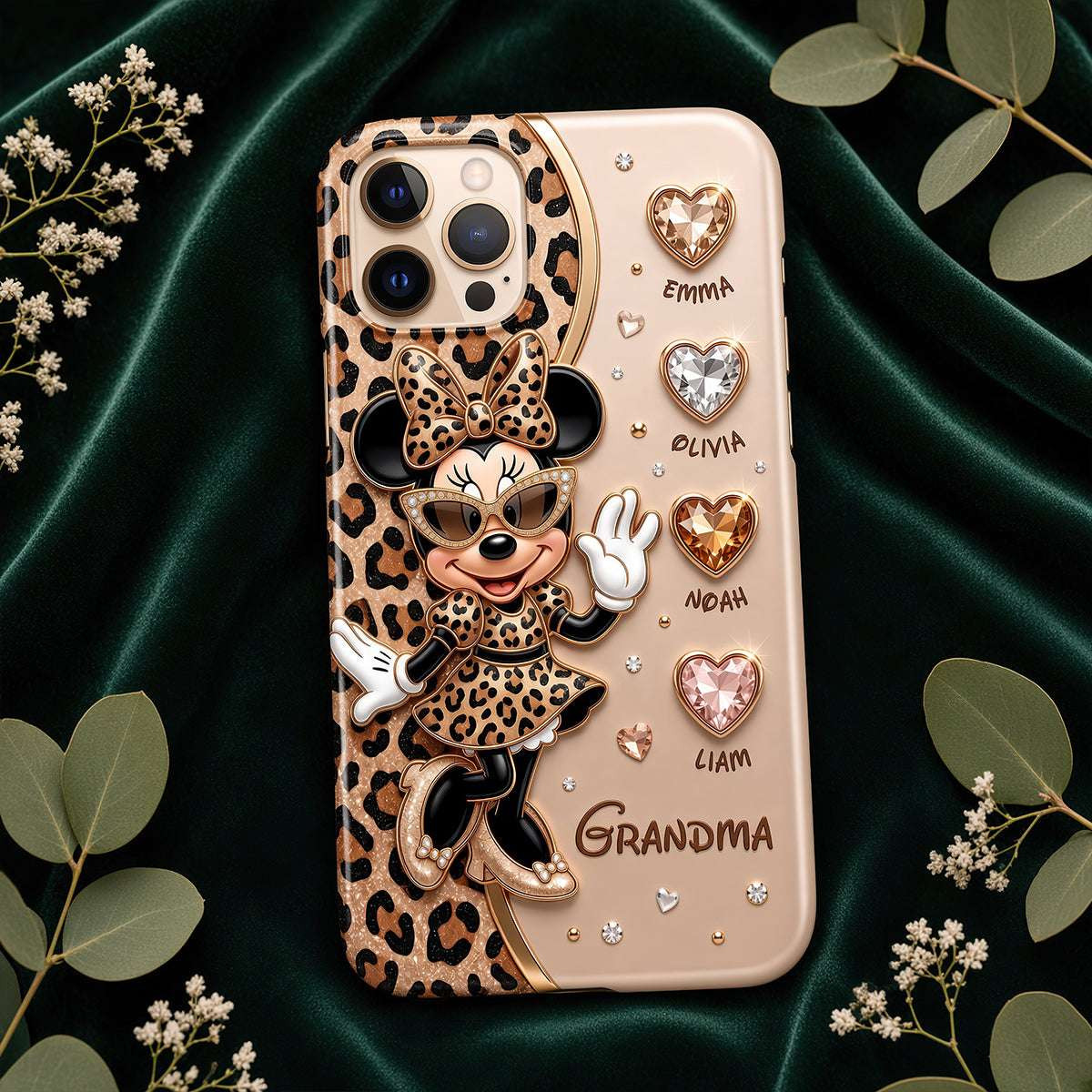 Personalized Minnie Mouse Leopard Fancy Nana Phone Case Trendy Gifts For Grandma