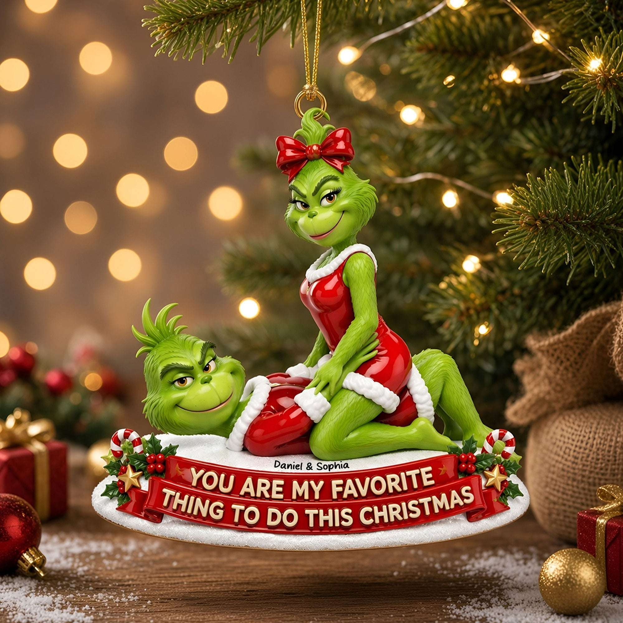 Personalized Mischievous Couple Ornament Grinch Christmas Tree Decorations Gift For Couples