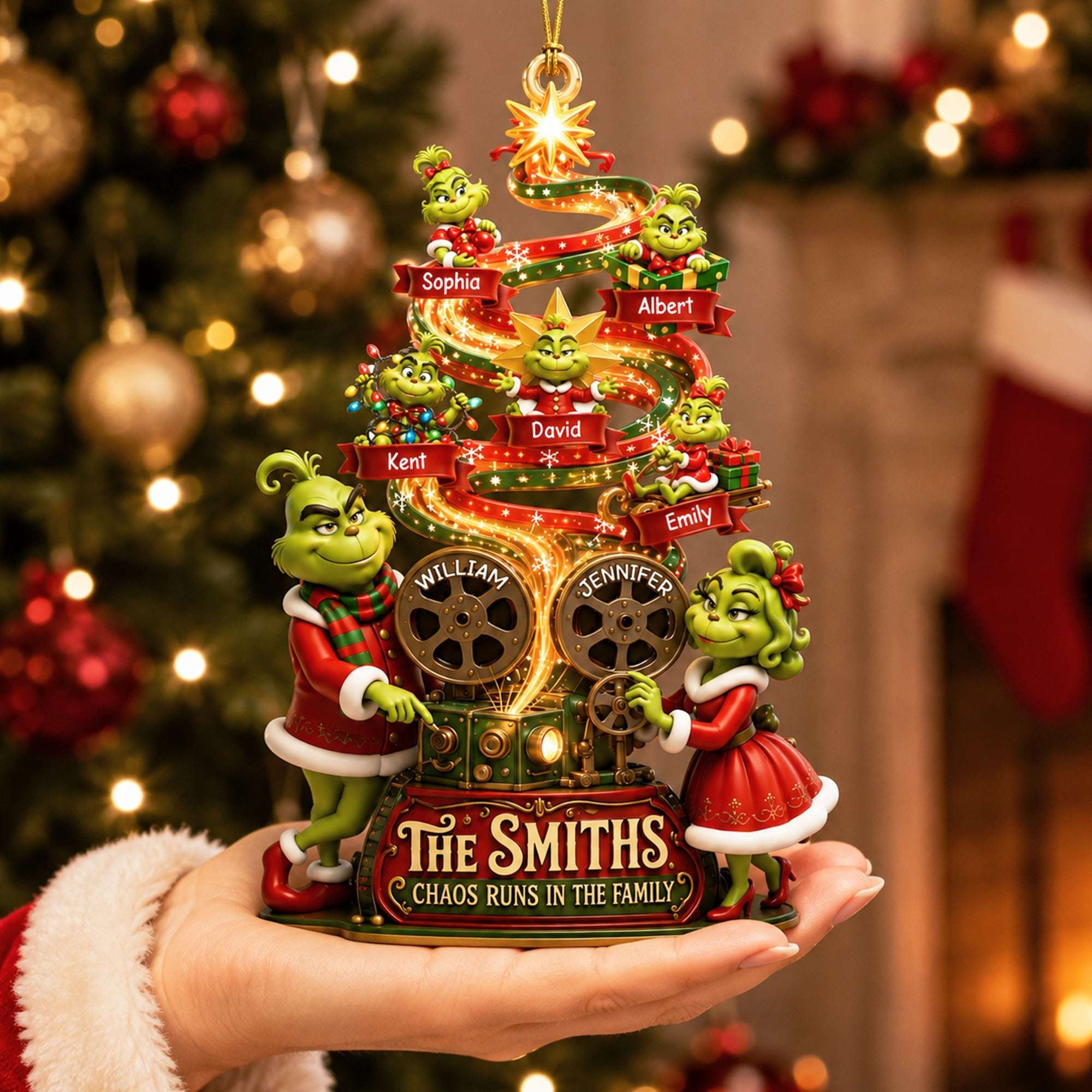 Personalized Mischievous Santa Family Ornament Grinch Christmas Decorations Gift For Family