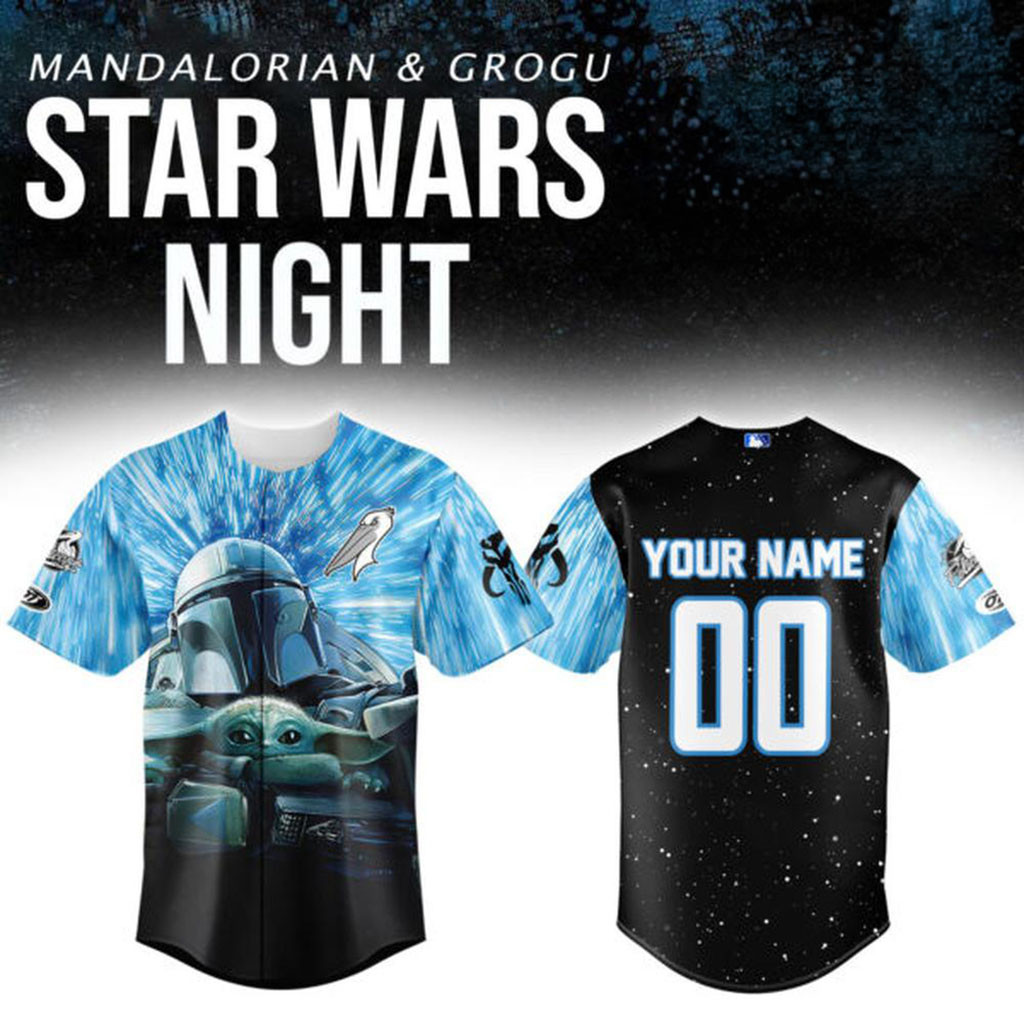 Personalized Myrtle Beach Pelicans X Star Wars Mandalorian Baseball Jersey Pelicans Merch 2026