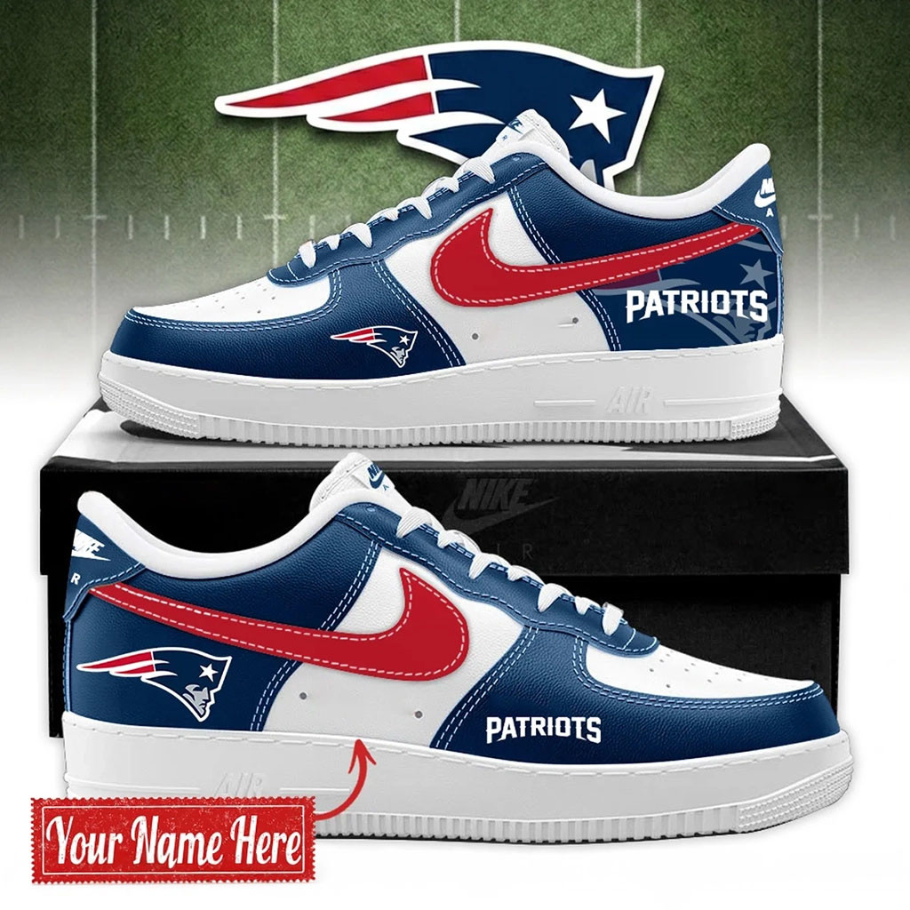 Personalized New England Patriots Football Sneakers NE Patriots Merch Football Fan Gift Ideas Personalized New England Patriots Football Sneakers NE Patriots Merch Football Fan Gift Ideas