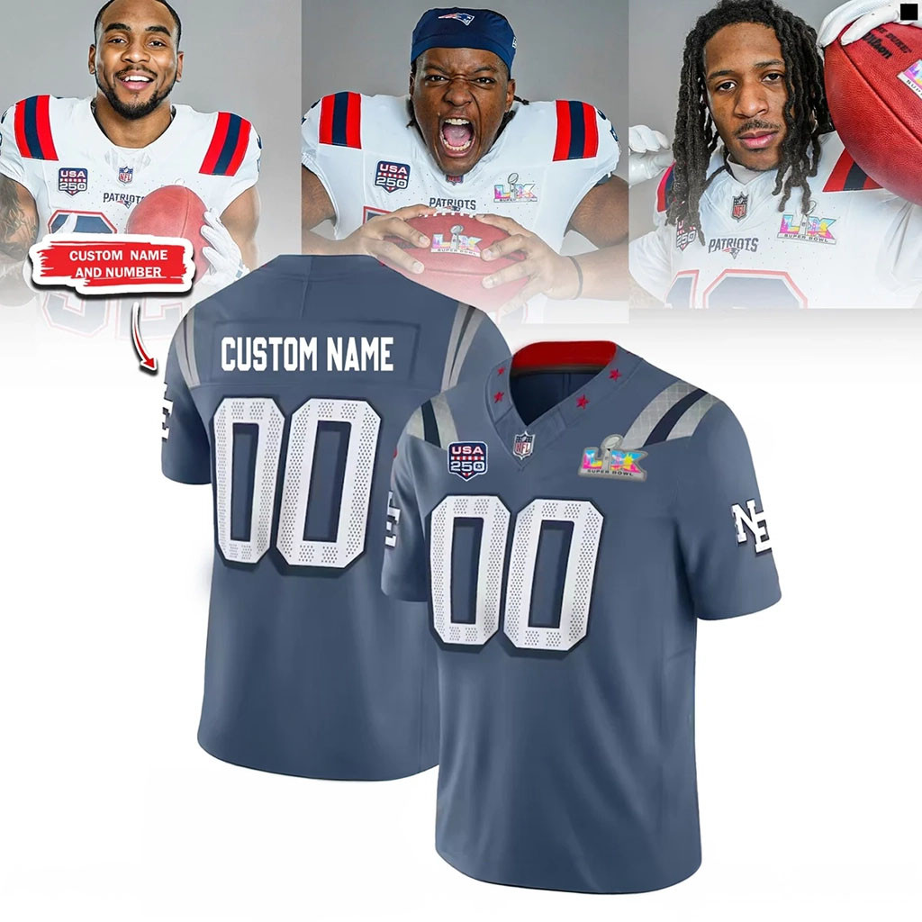 Personalized New England Patriots Super Bowl Lx Jersey Patriots Merch Presents For Football Fans