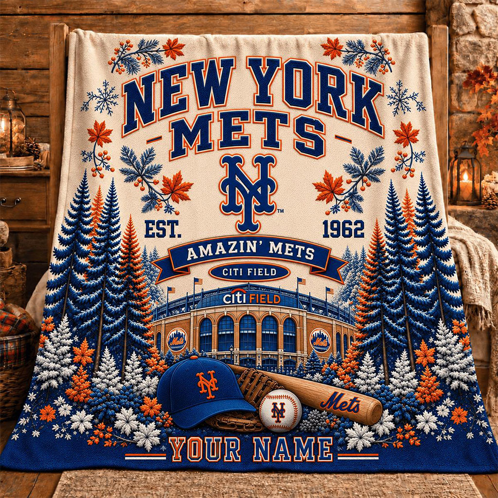 Personalized New York Mets Amazin Mets Citi Field Blanket NY Mets Merch Gift For Christmas