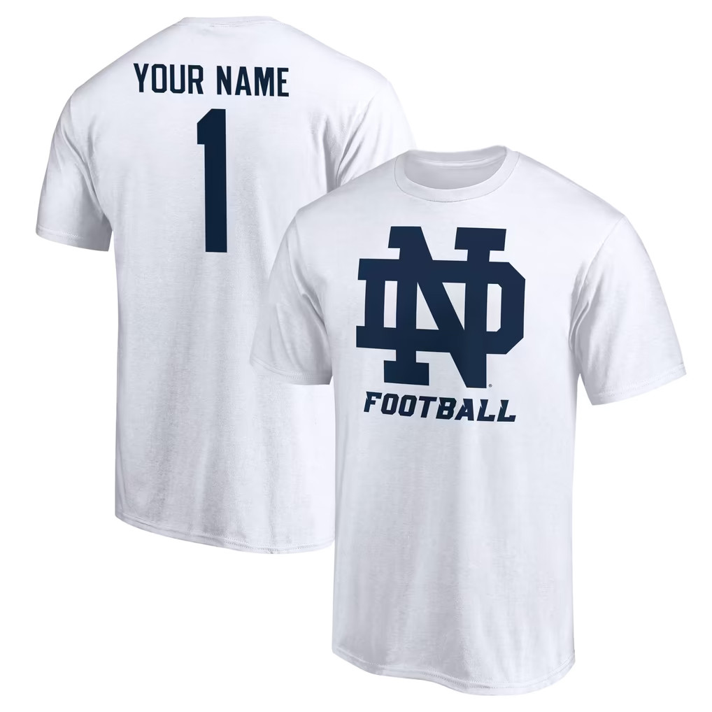 Personalized Notre Dame Fighting Irish Merch 2026 White Notre Dame Football T-Shirt Fan Apparel Personalized Notre Dame Fighting Irish Merch 2026 White Notre Dame Football T-Shirt Fan Apparel