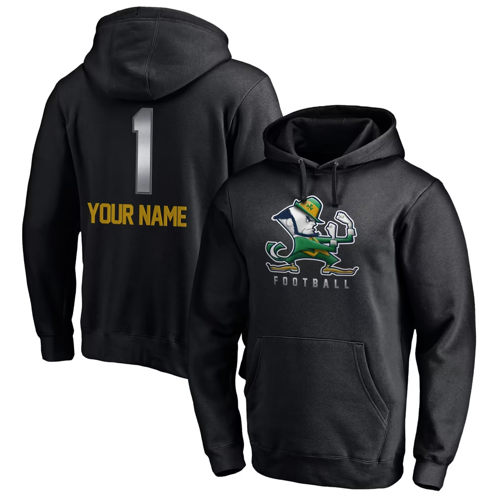 Personalized Notre Dame Fighting Irish Merch Notre Dame Football Midnight Mascot Hoodie Black