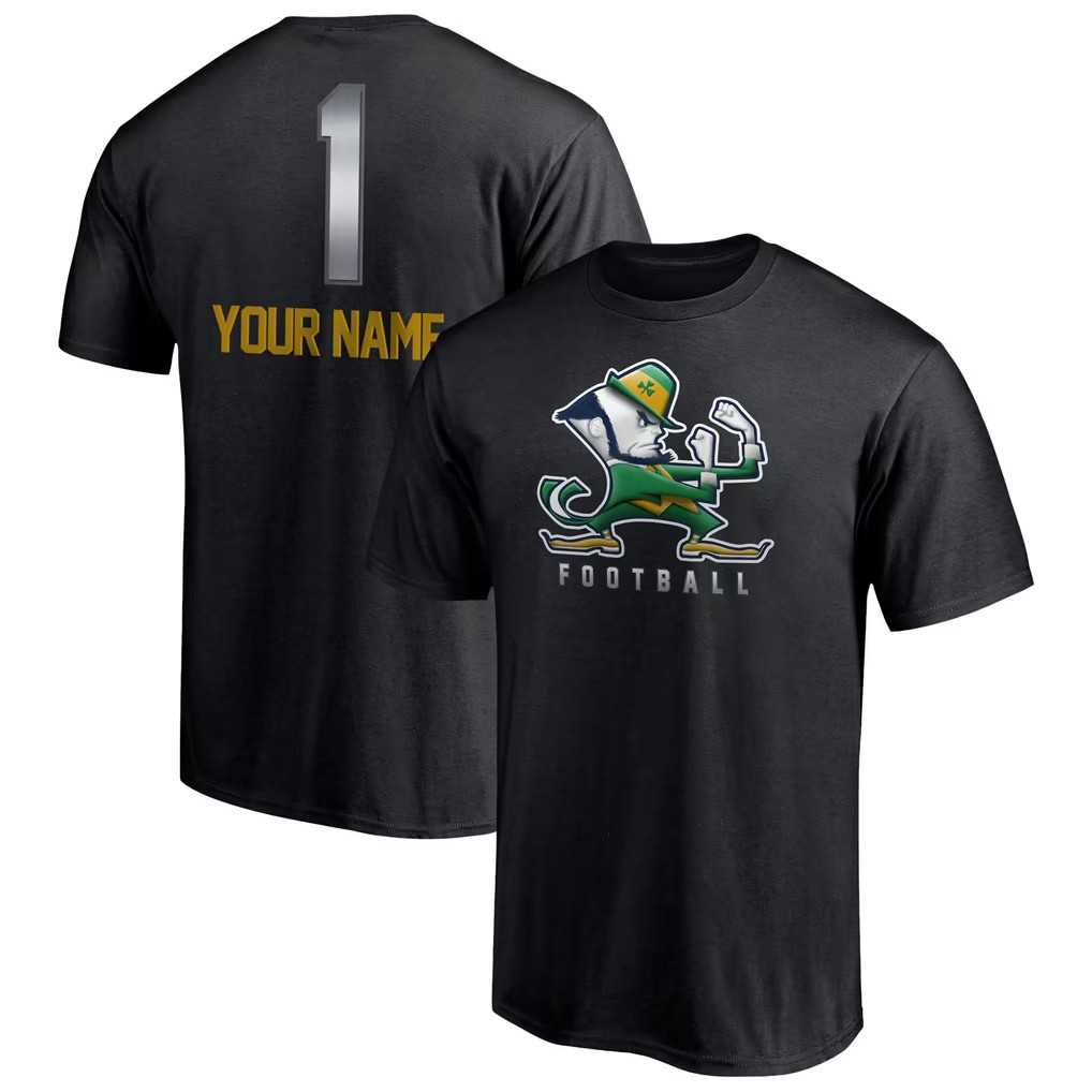 Personalized Notre Dame Fighting Irish Merch Notre Dame Football Midnight Mascot T-Shirt Black