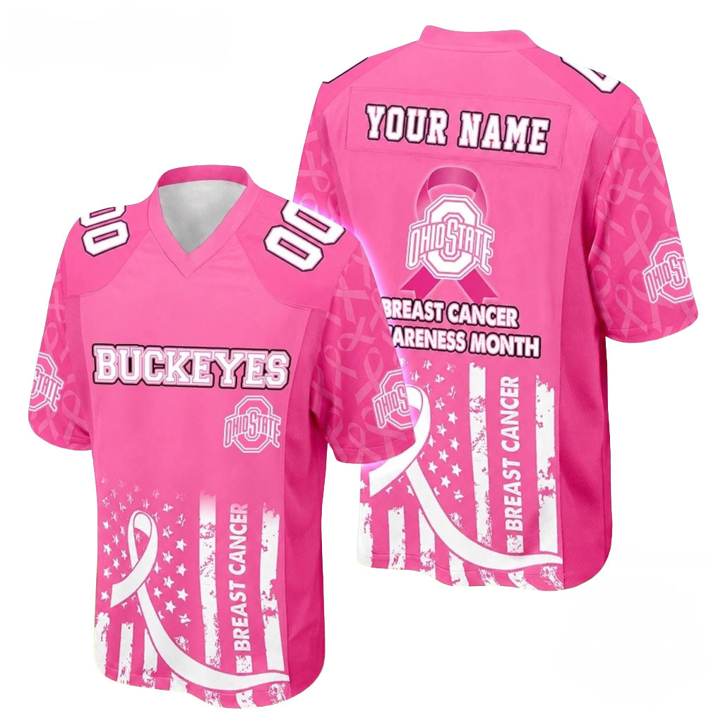Personalized Ohio State Buckeyes Merch Breast Cancer Awareness Month 2026 Football Jersey