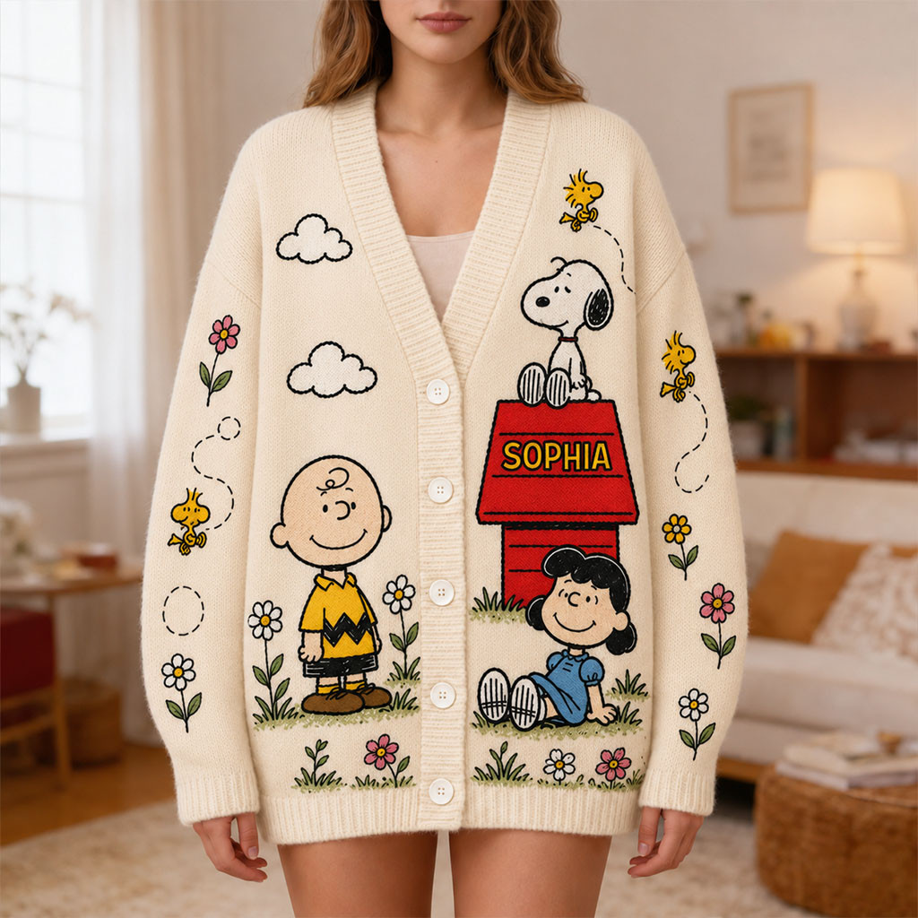 Personalized Peanut Classic Puppy Friends Cardigan Christmas Gift For Cartoon Lovers Personalized Peanut Classic Puppy Friends Cardigan Christmas Gift For Cartoon Lovers