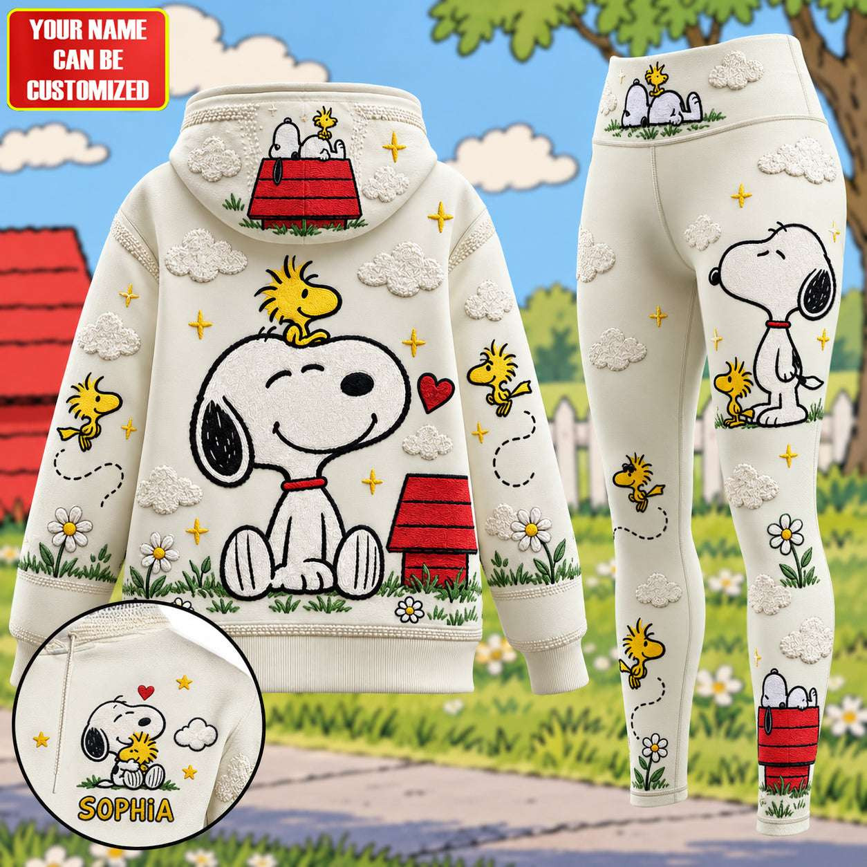 Personalized Peanuts Classic Cartoon Friends Hoodie And Leggings Set Birthday Gift For Her