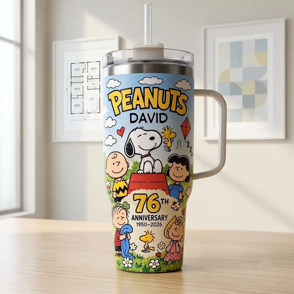 Personalized Peanuts Snoopy 76th Anniversary 1950-2026 Tumbler Gift For Peanuts Fans