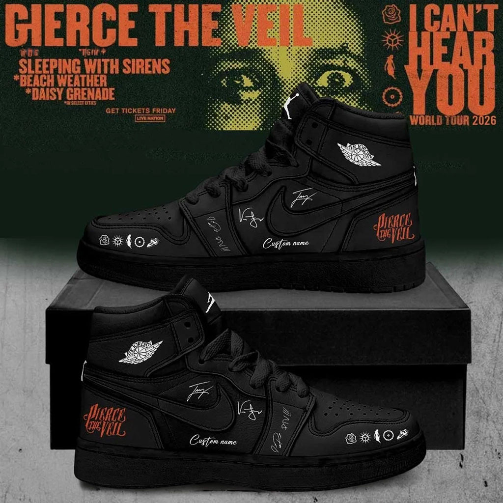 Personalized Pierce The Veil Merch I Can't Hear You World Tour 2026 Signature Shoes BFF Gifts
