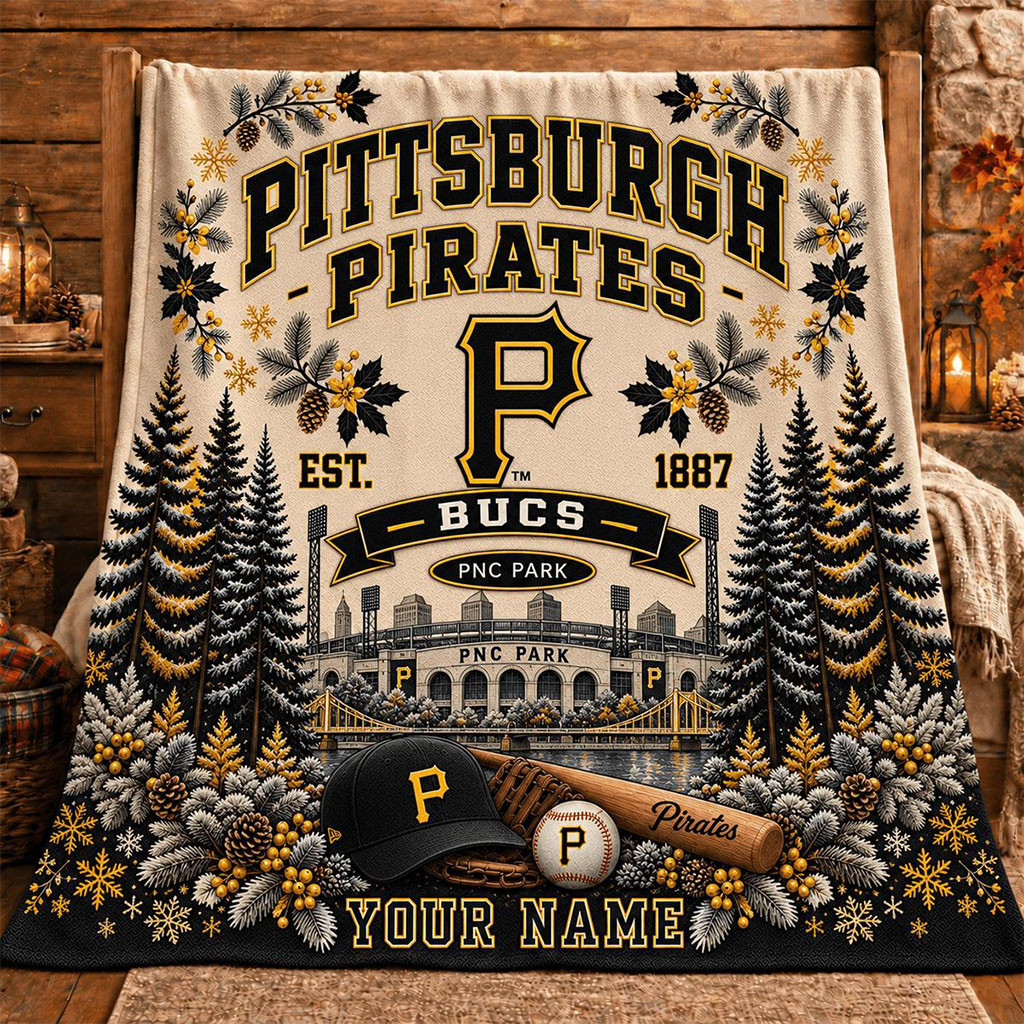 Personalized Pittsburgh Pirates Bucs EST 1887 Blanket Pirates Merch Baseball Team Gifts