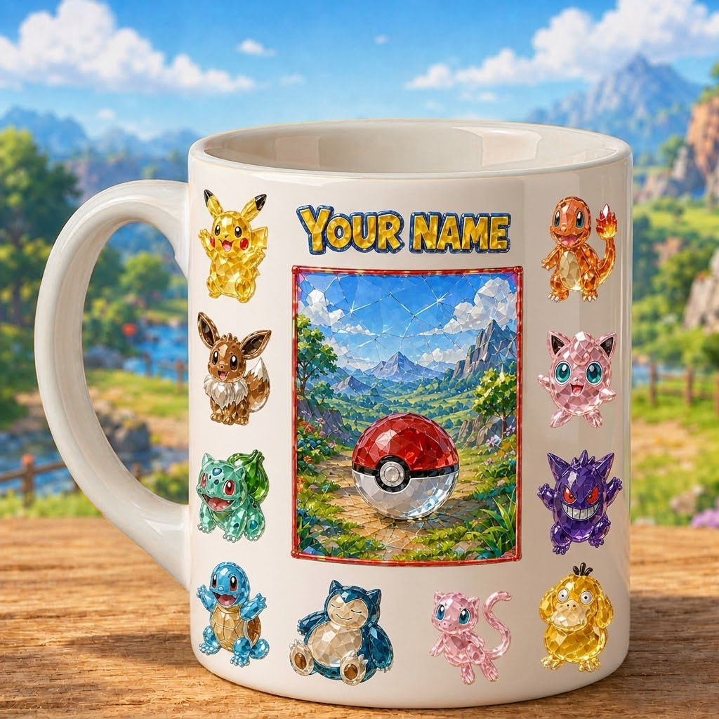 Personalized Pocket Monster Mug Custom Name Cute Creature Gift