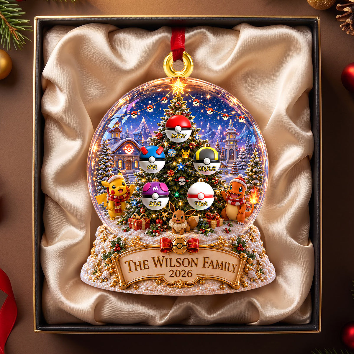Personalized Pokemon Christmas Ornament Pokeball Christmas Tree Decor Gifts For Pokemon Fans