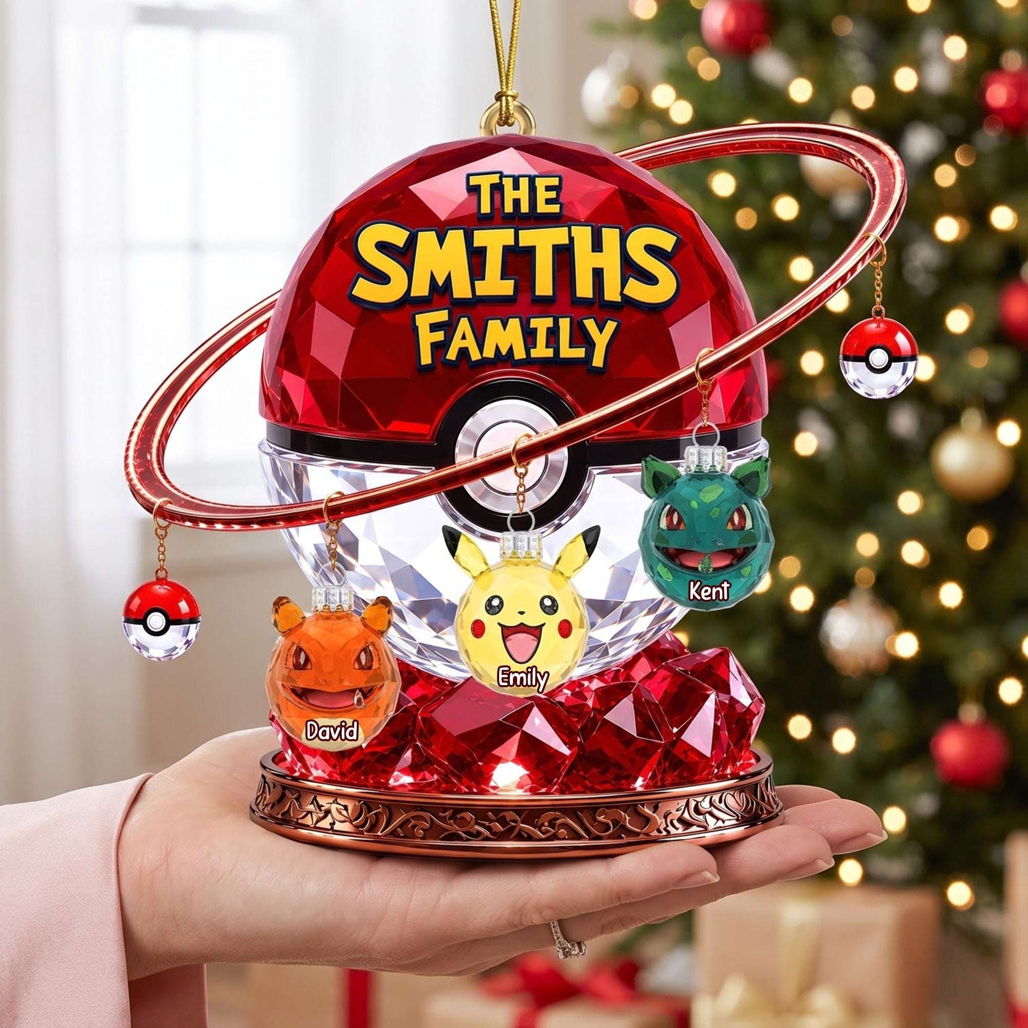Personalized Pokemon Creature Family Christmas Ornament Xmas Tree Decor Gifts For Family