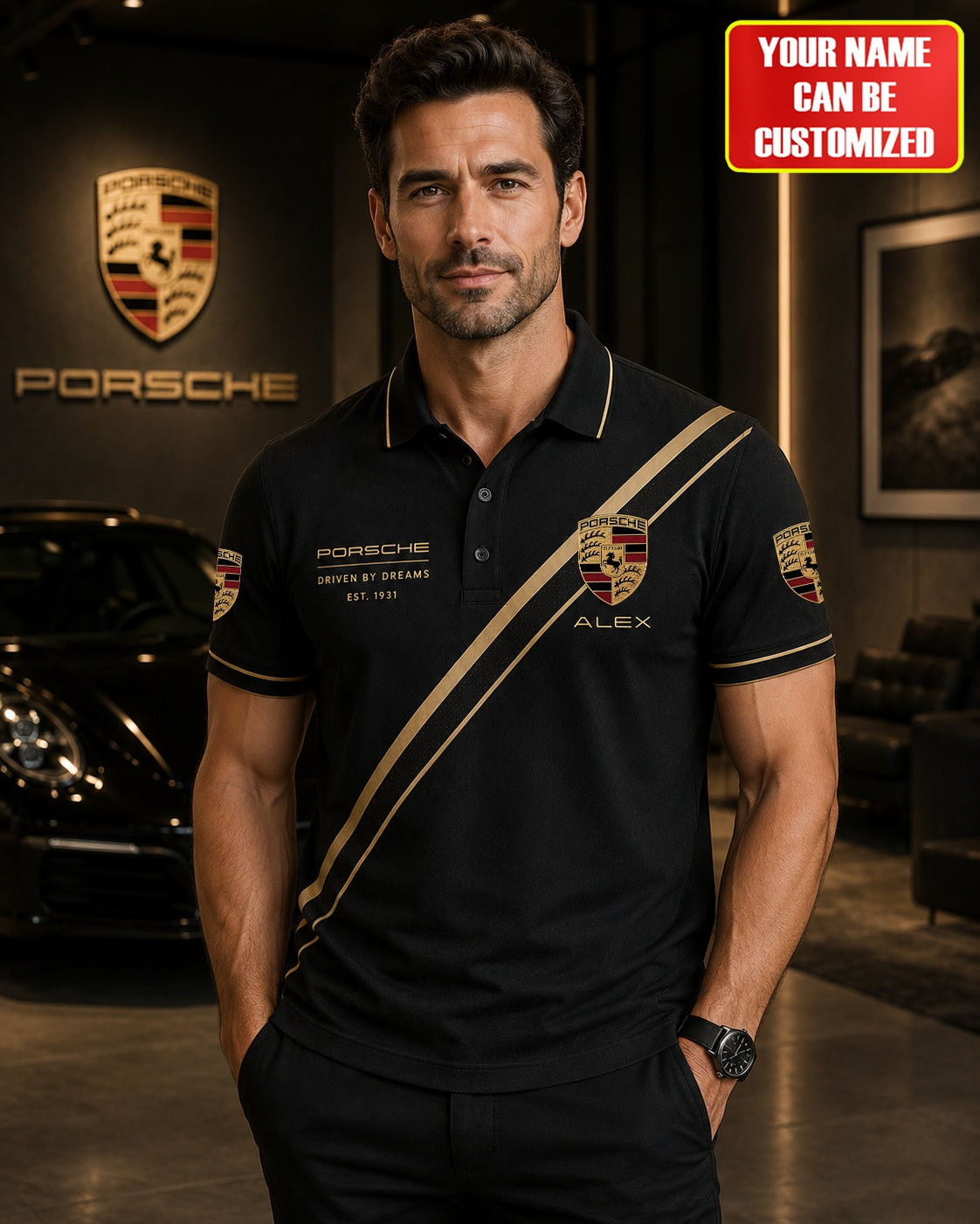 Personalized Pors Est 1931 Luxury Polo Shirt Driven By Dreams Polos Gift For Car Lover Dad Personalized Pors Est 1931 Luxury Polo Shirt Driven By Dreams Polos Gift For Car Lover Dad
