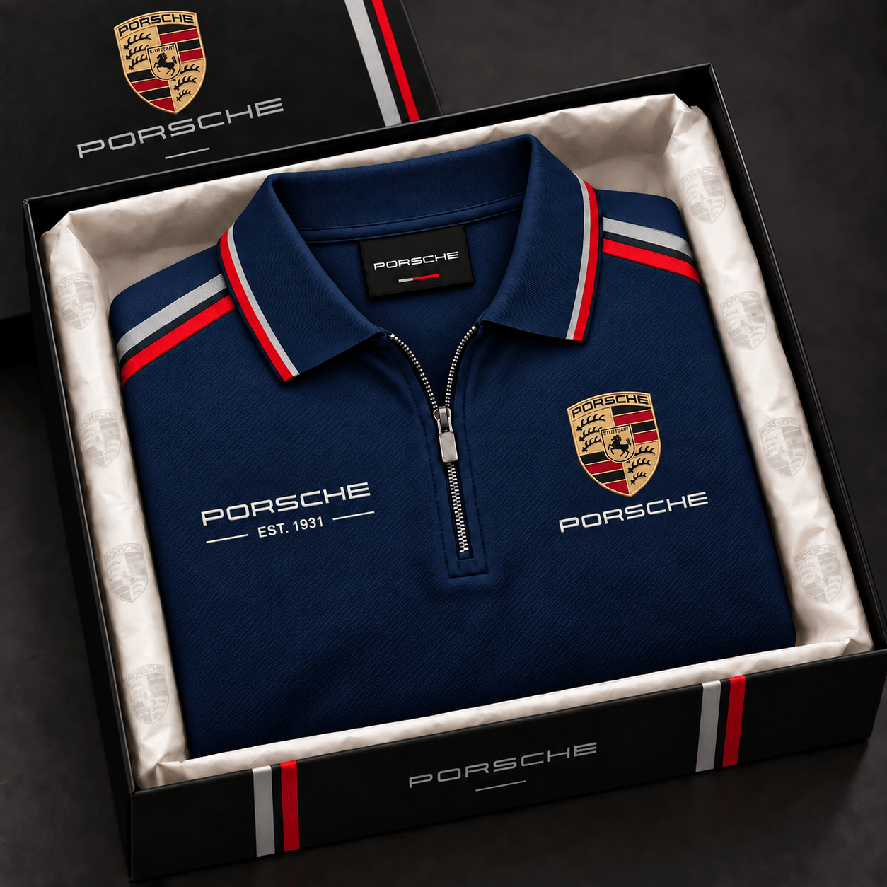 Personalized Pors Est 1931 Zip Polo Shirt Birthday Present For Husband Personalized Pors Est 1931 Zip Polo Shirt Birthday Present For Husband