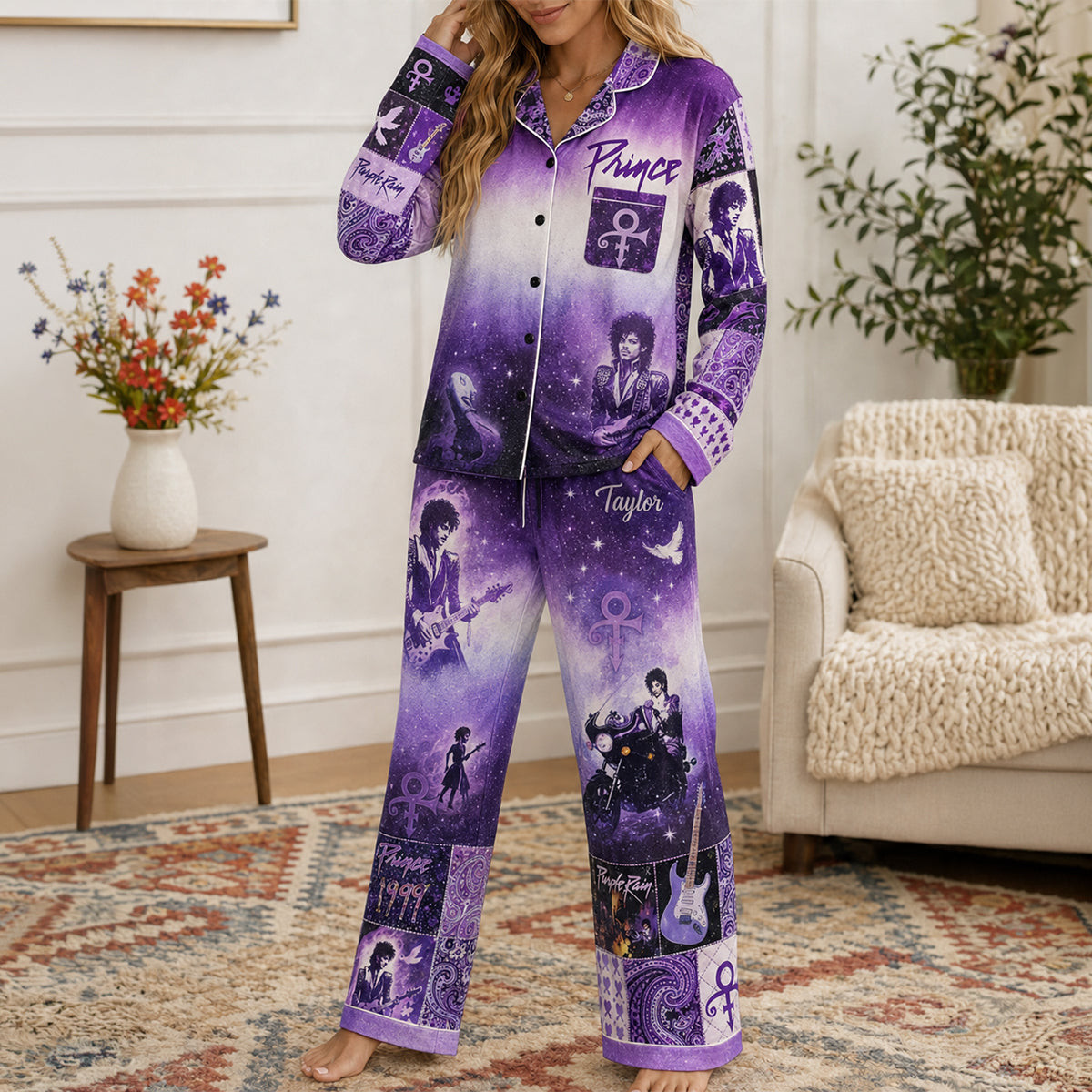 Personalized Prince Purple Rain Pajama Set Music Sleepwear Gift For Prince Fans