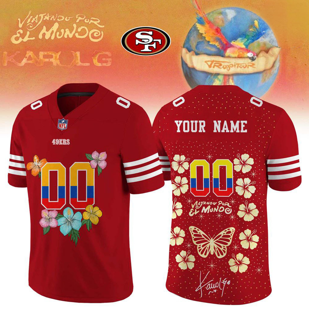Personalized San Francisco 49ers X Karol G Tropitour Football Jersey SF 49ers Merch 2026