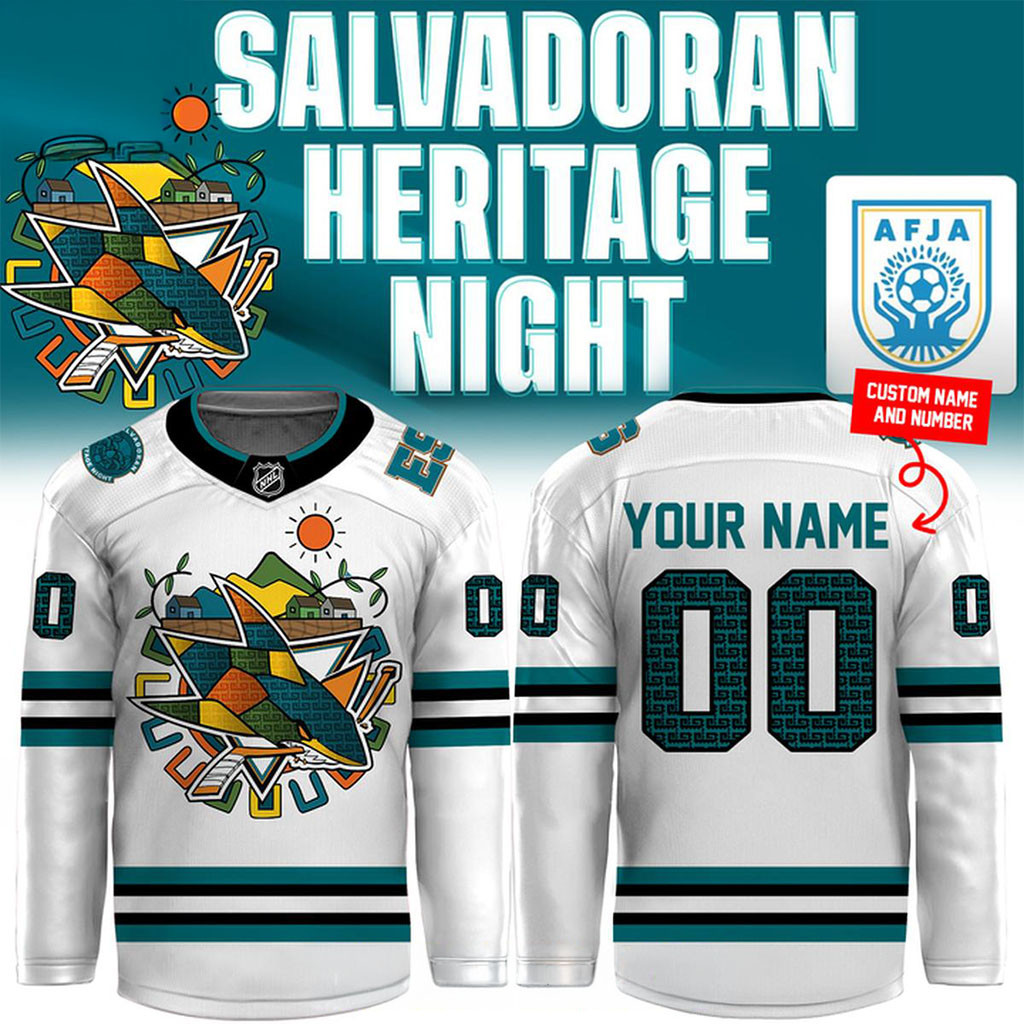 Personalized San Jose Sharks Salvadoran Heritage All Game 2026 Hockey Jersey SJ Sharks Merch