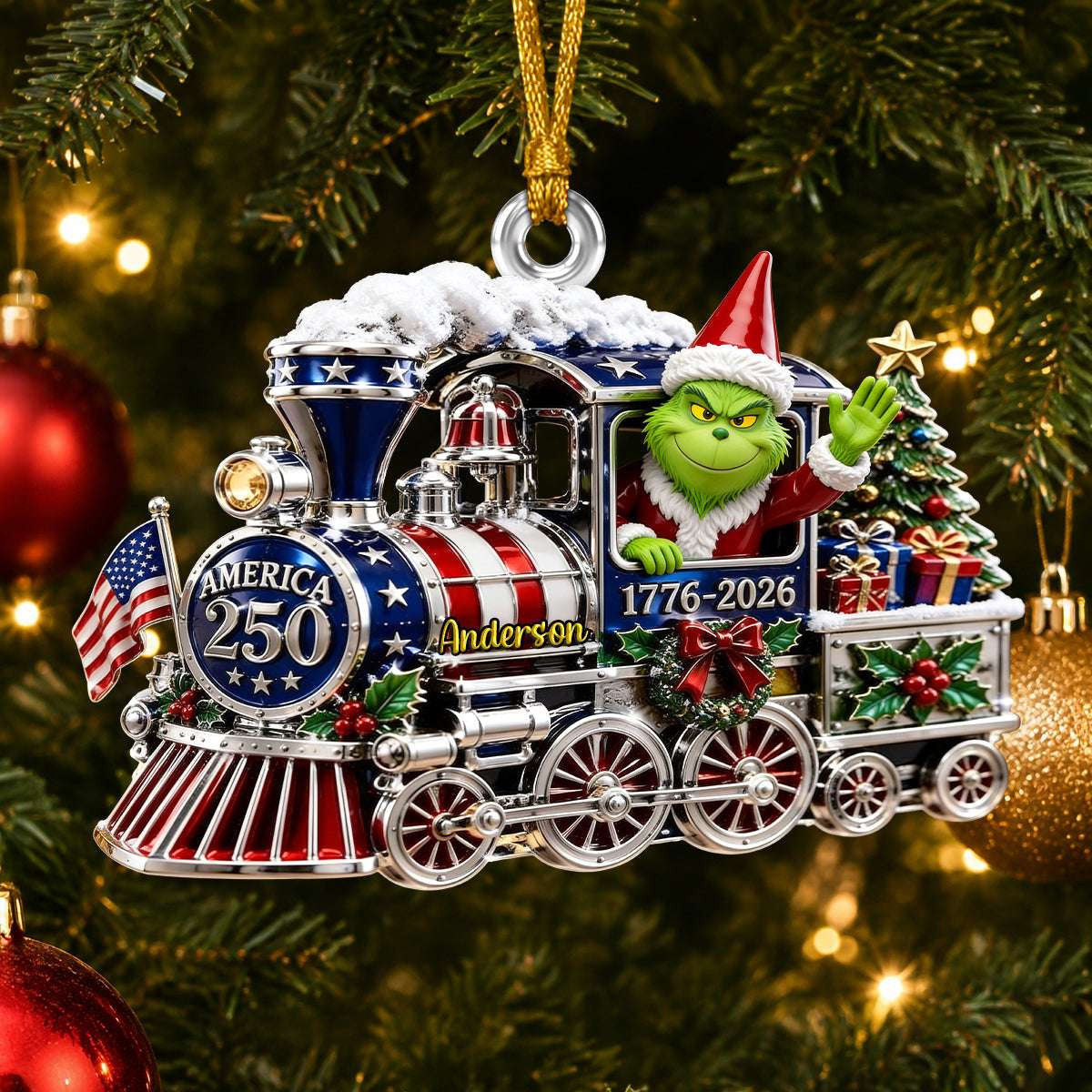 Personalized Santa Anniversary Ornament Grinch Decorations For Christmas Gift For Friends
