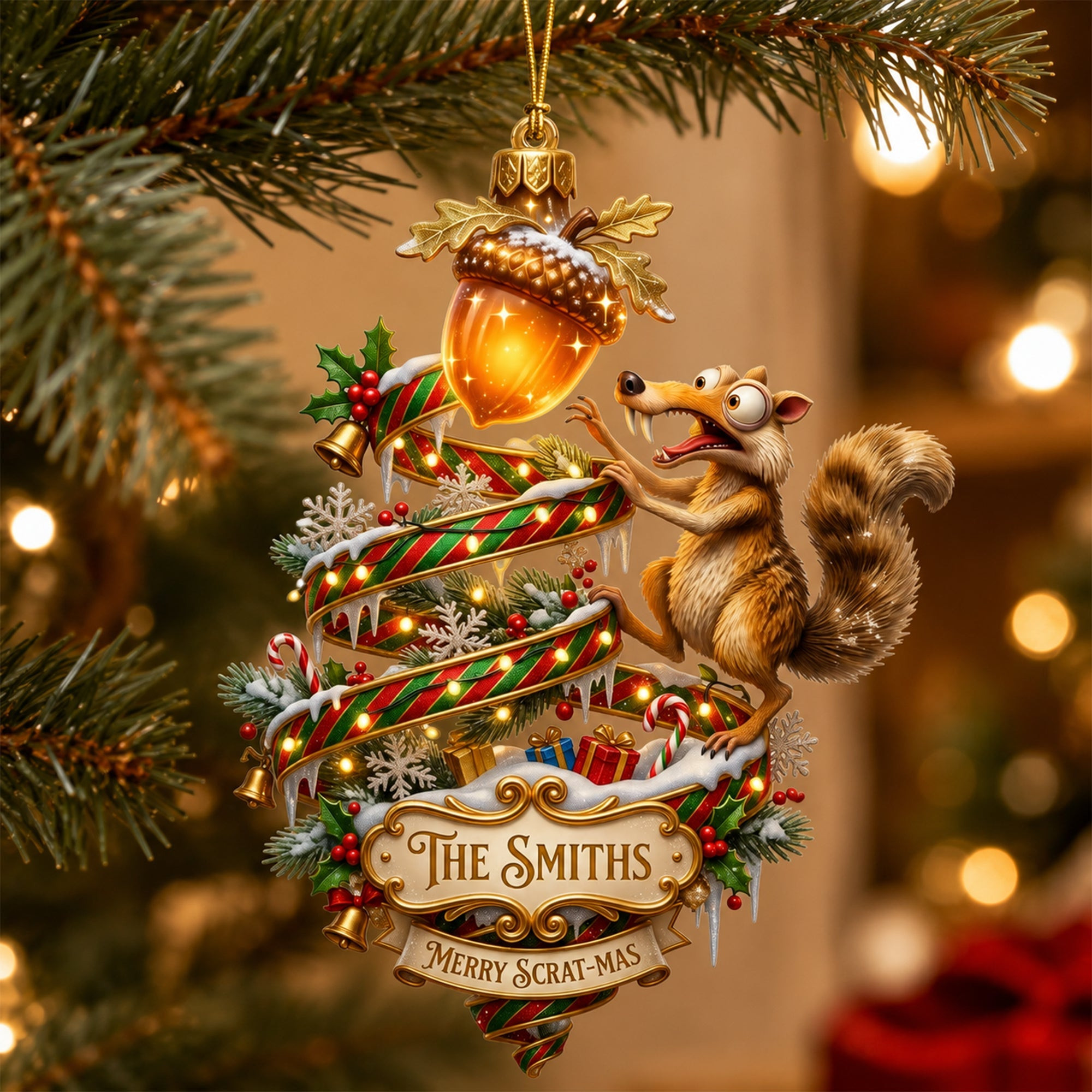 Personalized Scrat Funny Saber-Tooth Squirrel Christmas Ornament Xmas Gifts For Family