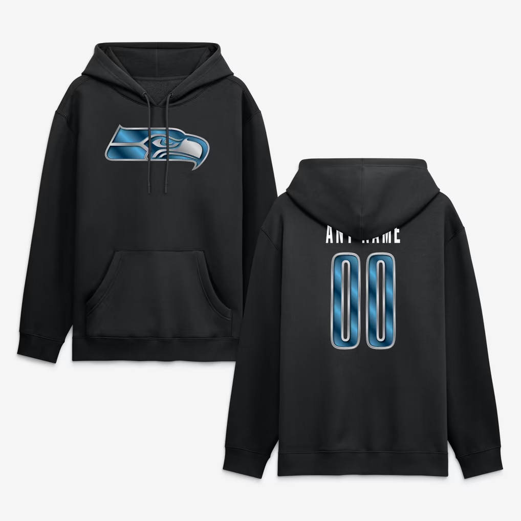 Personalized Seattle Seahawks Merch 2026 Seattle Seahawks Metallic Mascot Hoodie Black Gifts