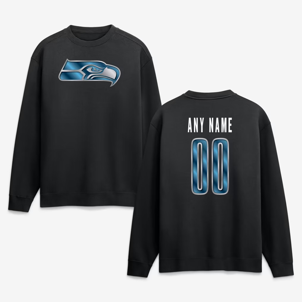 Personalized Seattle Seahawks Merch 2026 Seattle Seahawks Metallic Mascot Sweatshirt Black