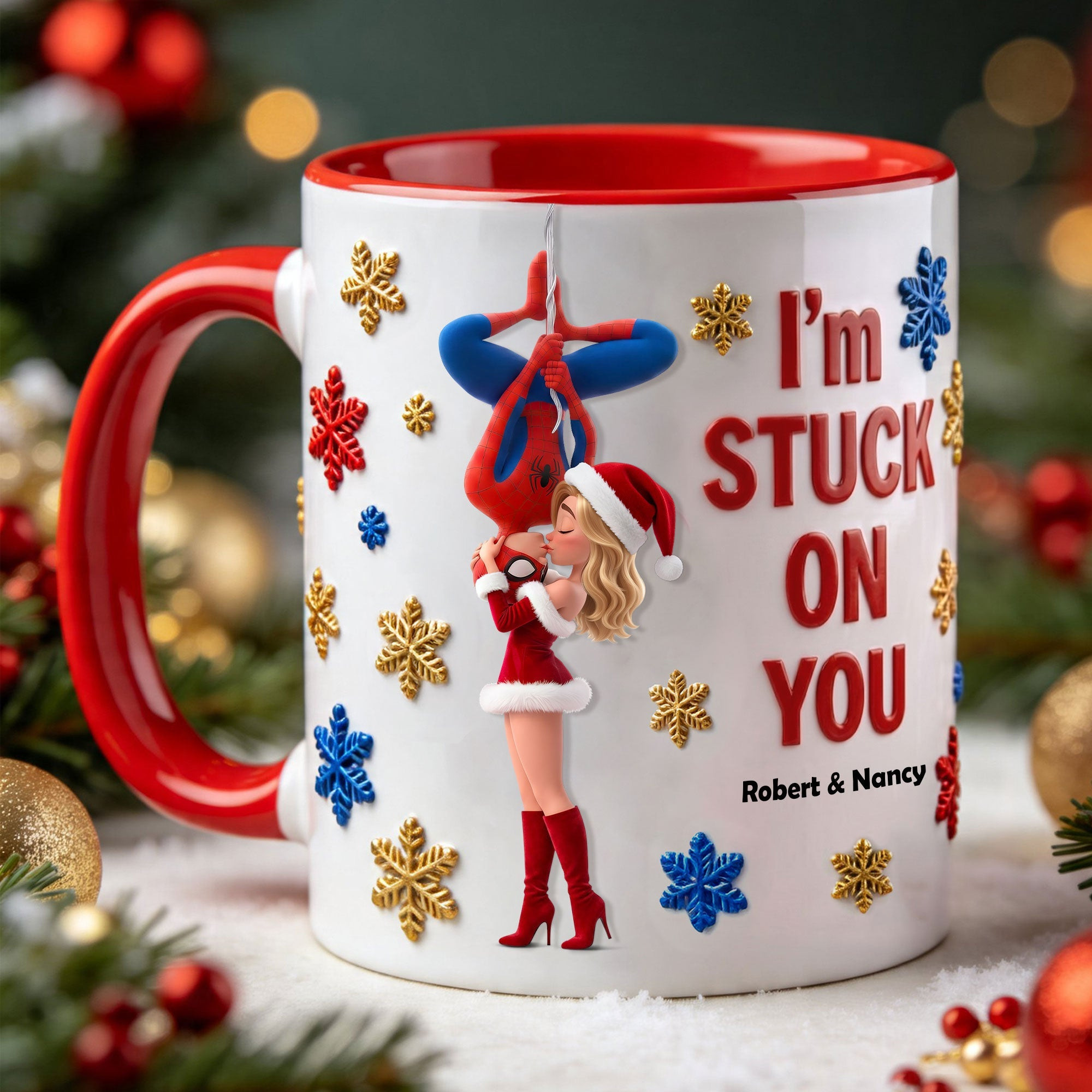 Personalized Spider-Man I'm Stuck On You Mug Couple Cup Christmas Gifts For Marvel Fans