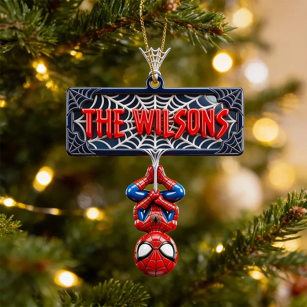 Personalized Spider-Man Web Acrylic Ornament Holiday Tree Decoration Superhero Fan Gift