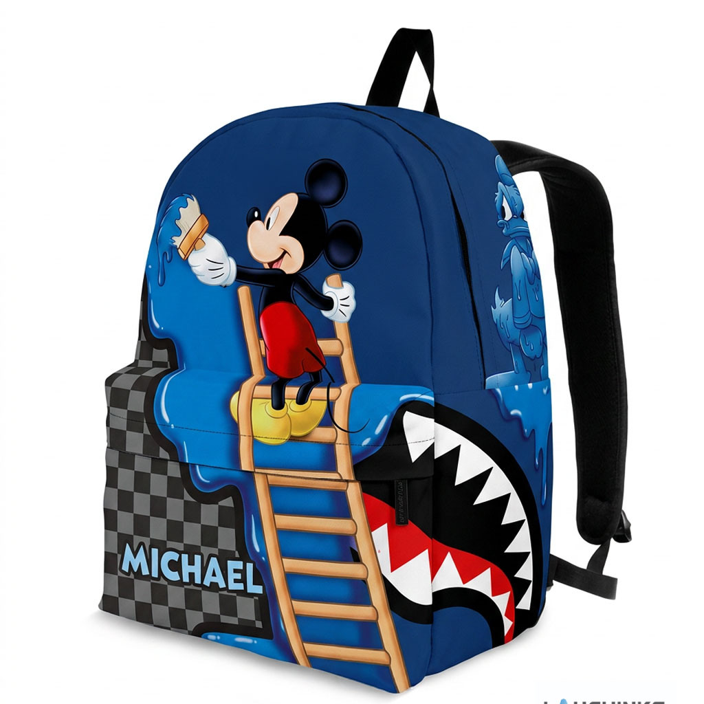 Personalized Sprayground Disney Mickey Mouse Paint Splatter School Backpack Gift For Son