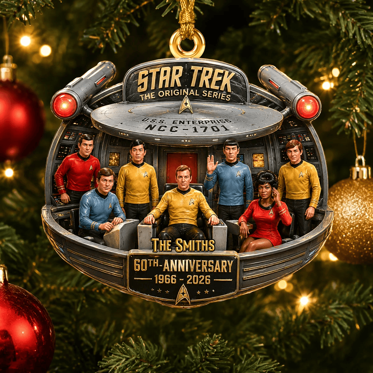 Personalized Star Trek 60th Anniversary Acrylic Christmas Ornament Xmas Tree Hanging Decor