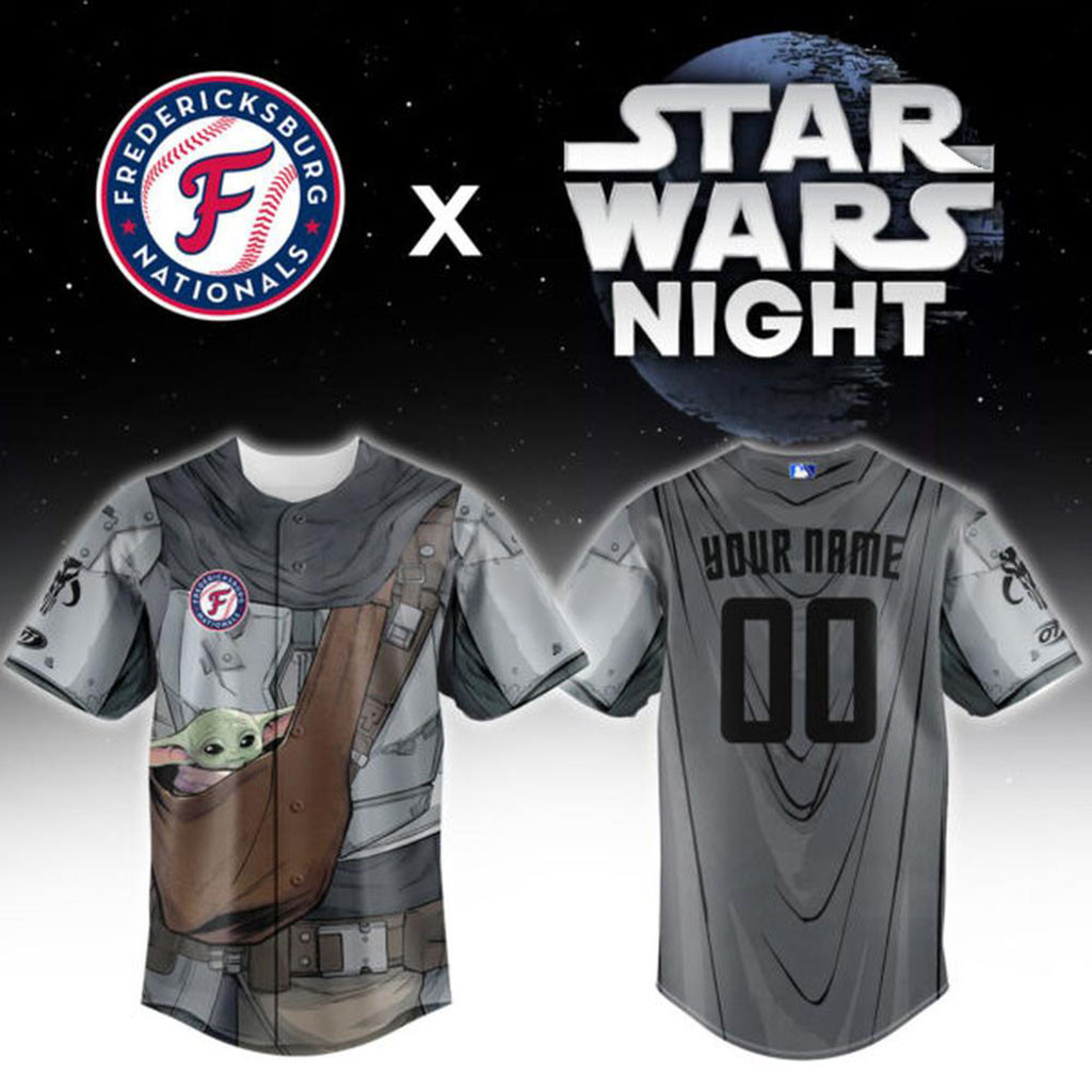 Personalized Star Wars Mandalorian Baby Yoda X Fredericksburg Nationals Jersey Fan Merch 2026