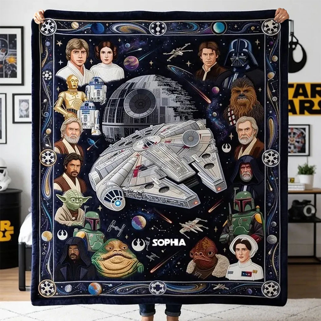 Personalized Star Wars Millennium Falcon Blanket Star Wars Merch Best Gift For Sci Fi Fans