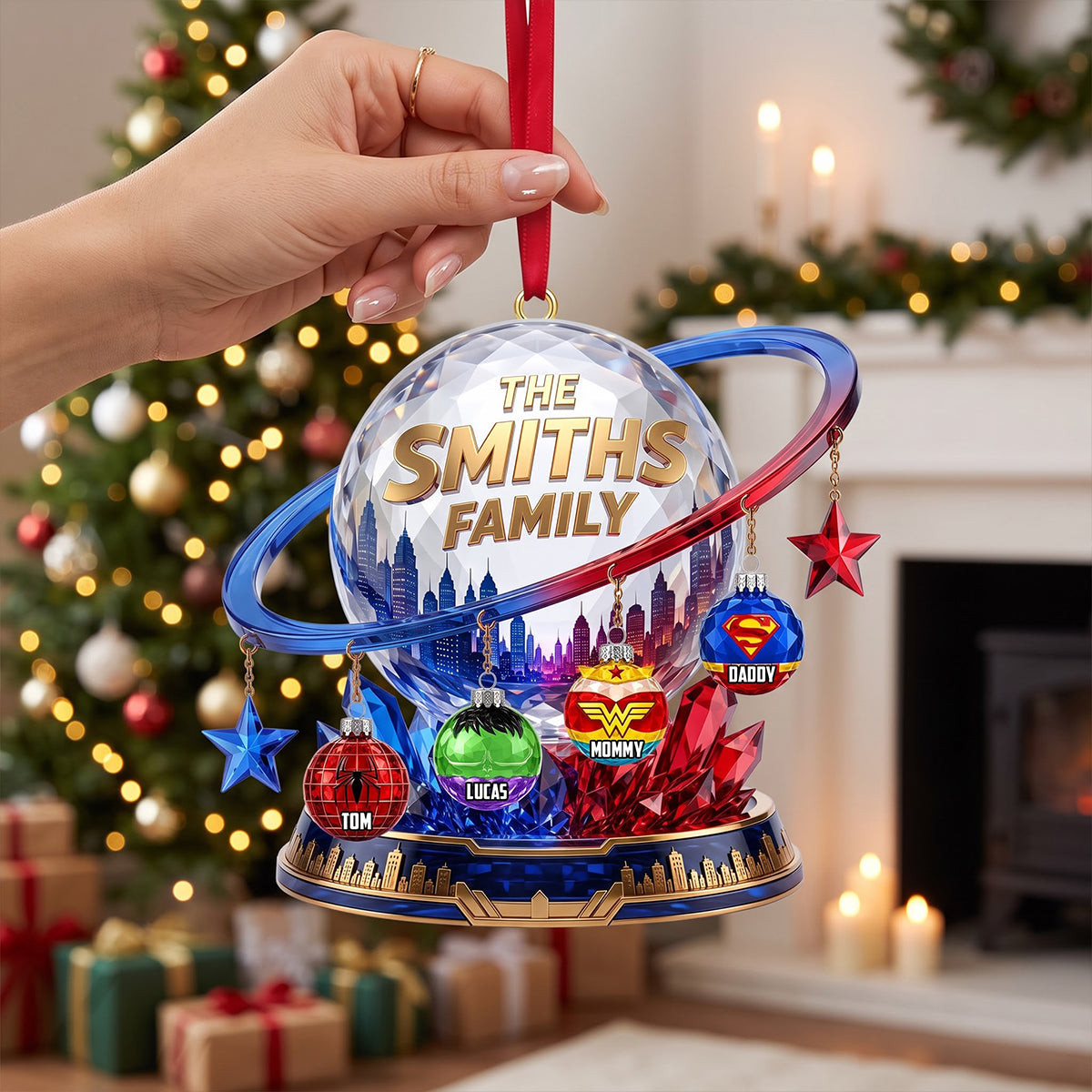 Personalized Superhero Family Christmas Ornament Xmas Tree Decor Gift For Family