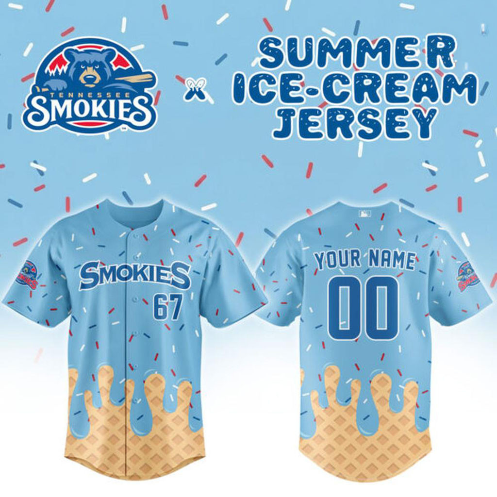 Personalized Tennessee Smokies X Summer Ice Cream Baseball Jersey Tennessee Smokies Merch Personalized Tennessee Smokies X Summer Ice Cream Baseball Jersey Tennessee Smokies Merch