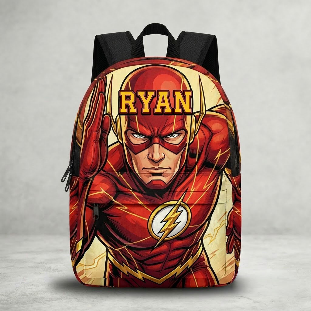 Personalized The Flash School Backpack Superhero Merch Best Birthday Gifts For Son