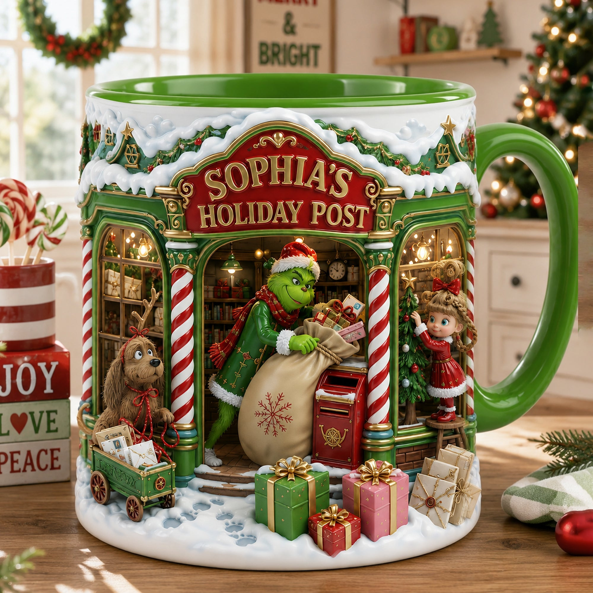 Personalized The Grinch Holiday Post Christmas Mug Holiday Coffee Cup Gifts For BFF