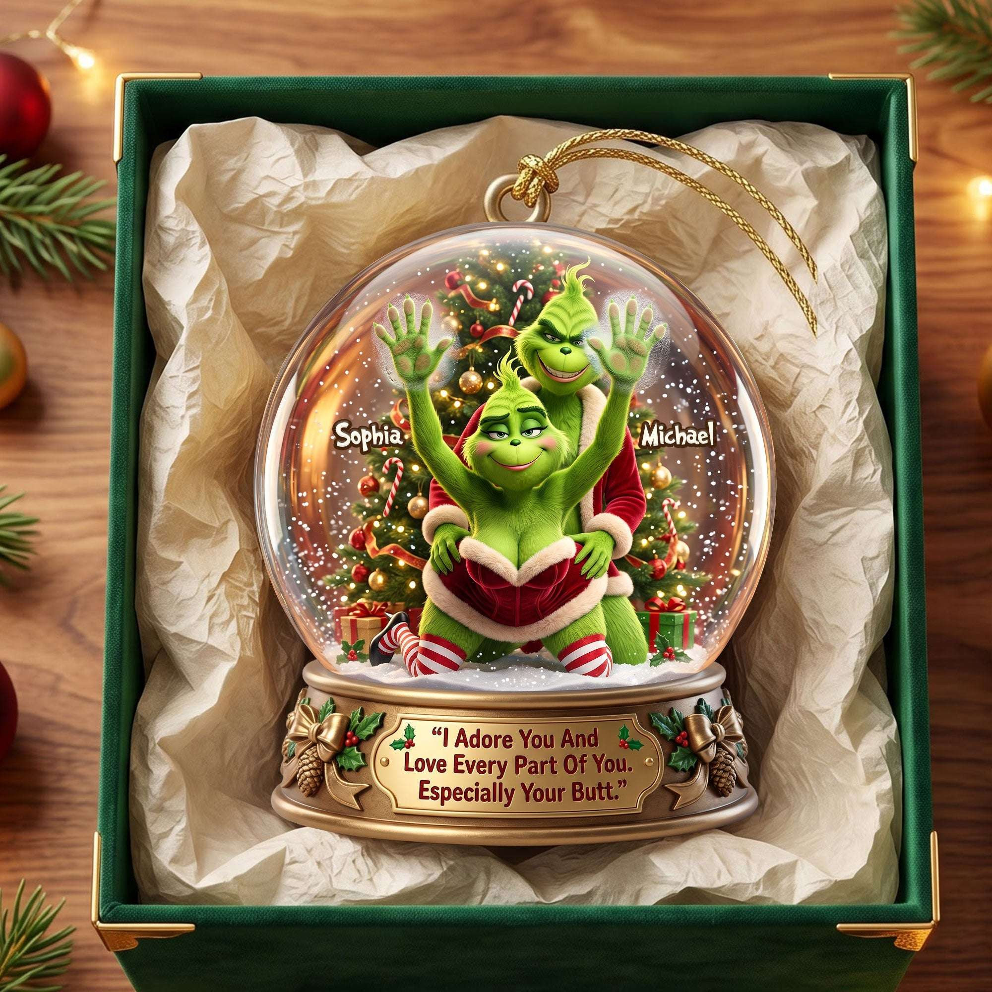 Personalized The Grinch I Adore You Acrylic Ornament Christmas Tree Decor Gift For Couple