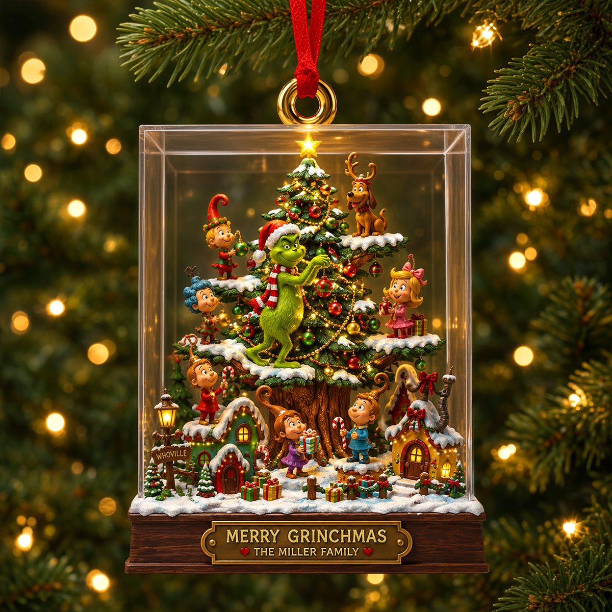 Personalized The Grinch Merry Grinchmas Family Acrylic Christmas Ornament Xmas Tree Hanging