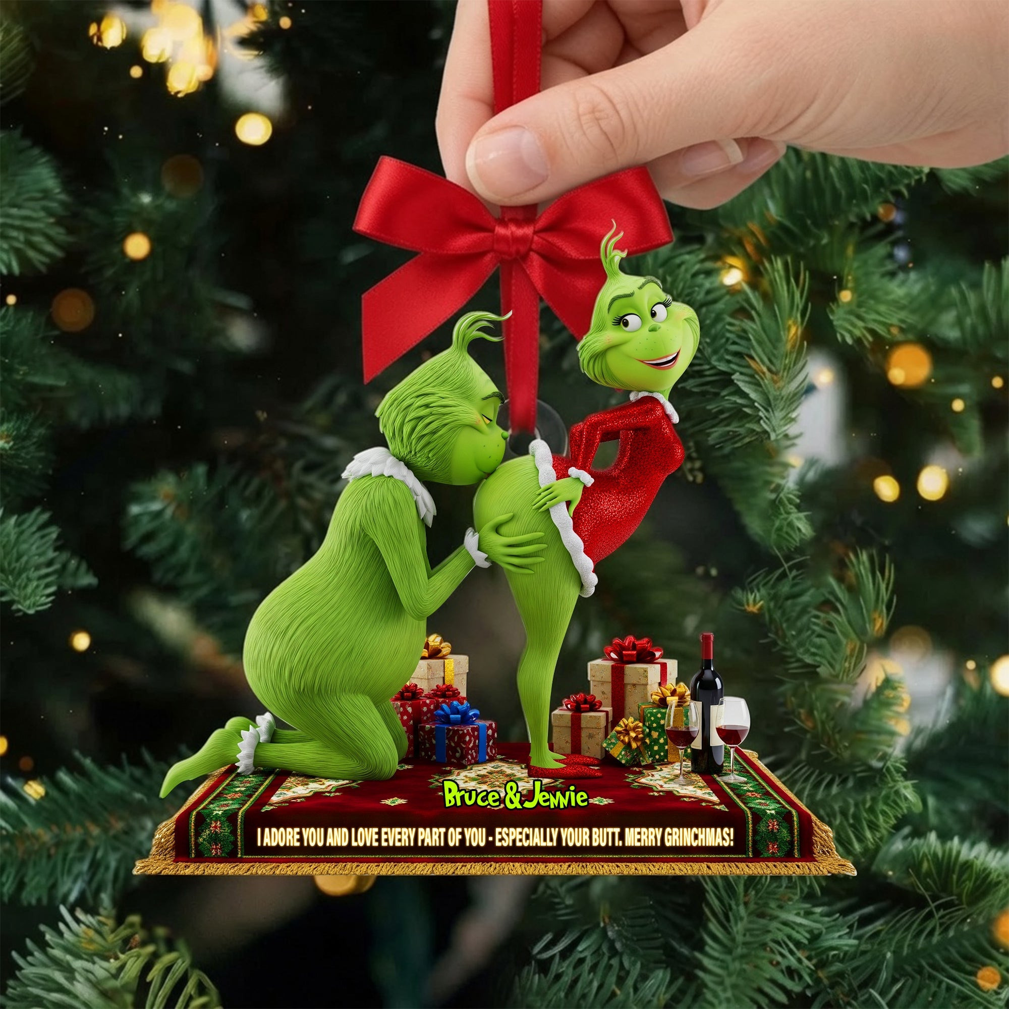 Personalized The Grinch Playful Couple Christmas Ornament Funny Xmas Tree Decor Couple Gifts Personalized The Grinch Playful Couple Christmas Ornament Funny Xmas Tree Decor Couple Gifts