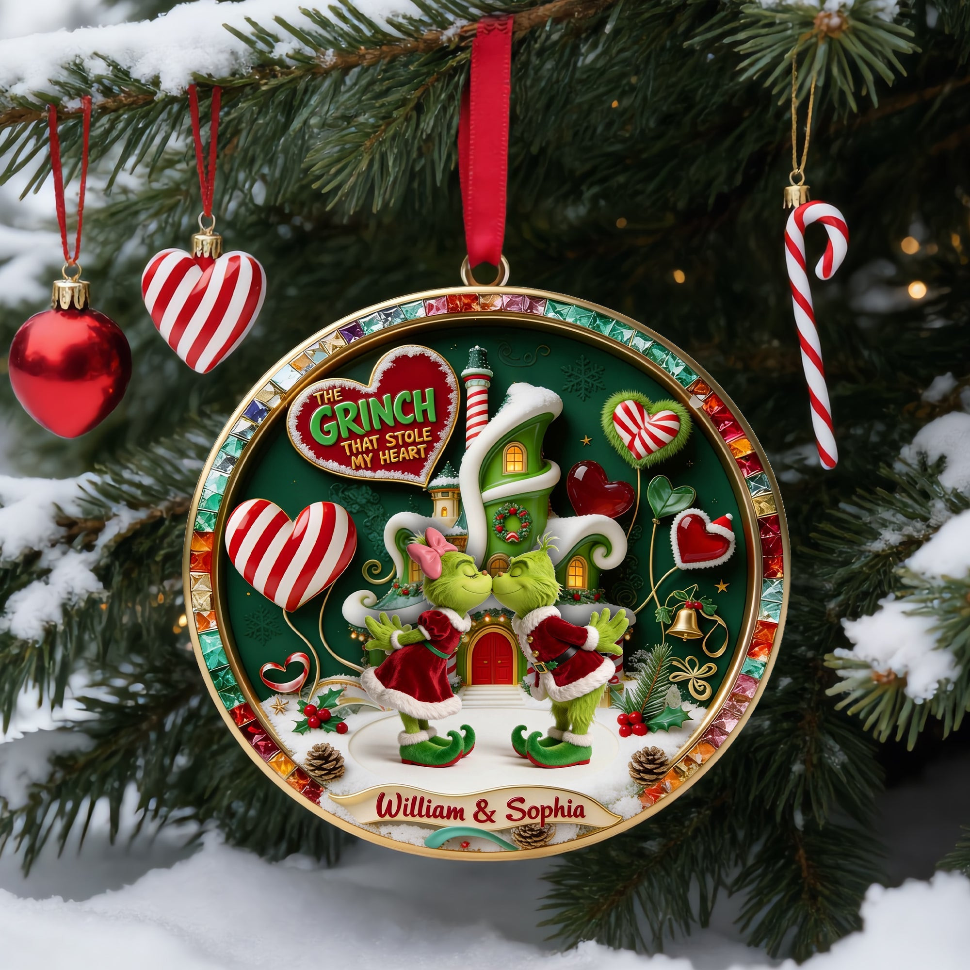 Personalized The Grinch That Stole My Heart Christmas Ornament Couples Xmas Ornaments Personalized The Grinch That Stole My Heart Christmas Ornament Couples Xmas Ornaments