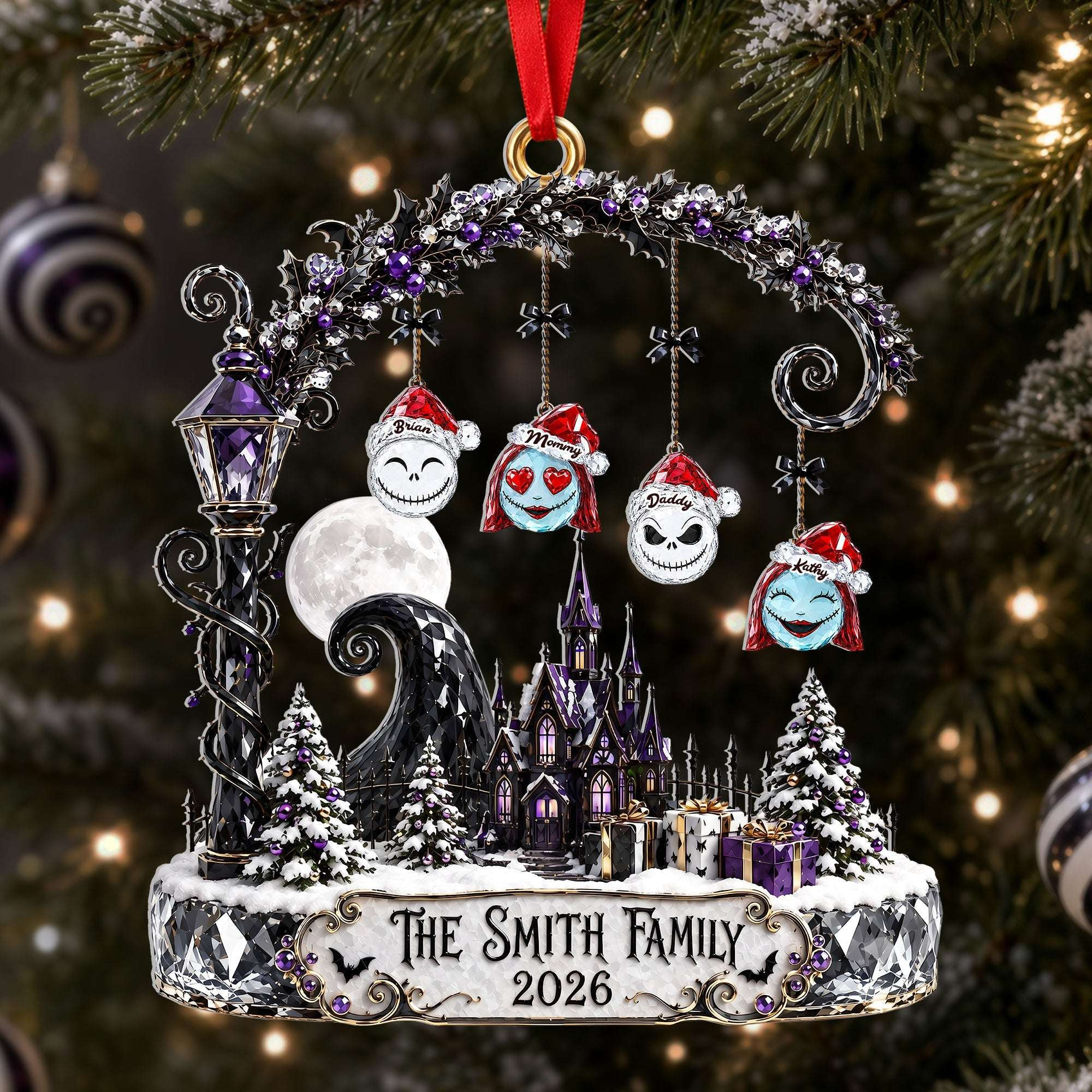 Personalized The Nightmare Before Christmas Gothic Family Castle Ornament Xmas Tree Decor