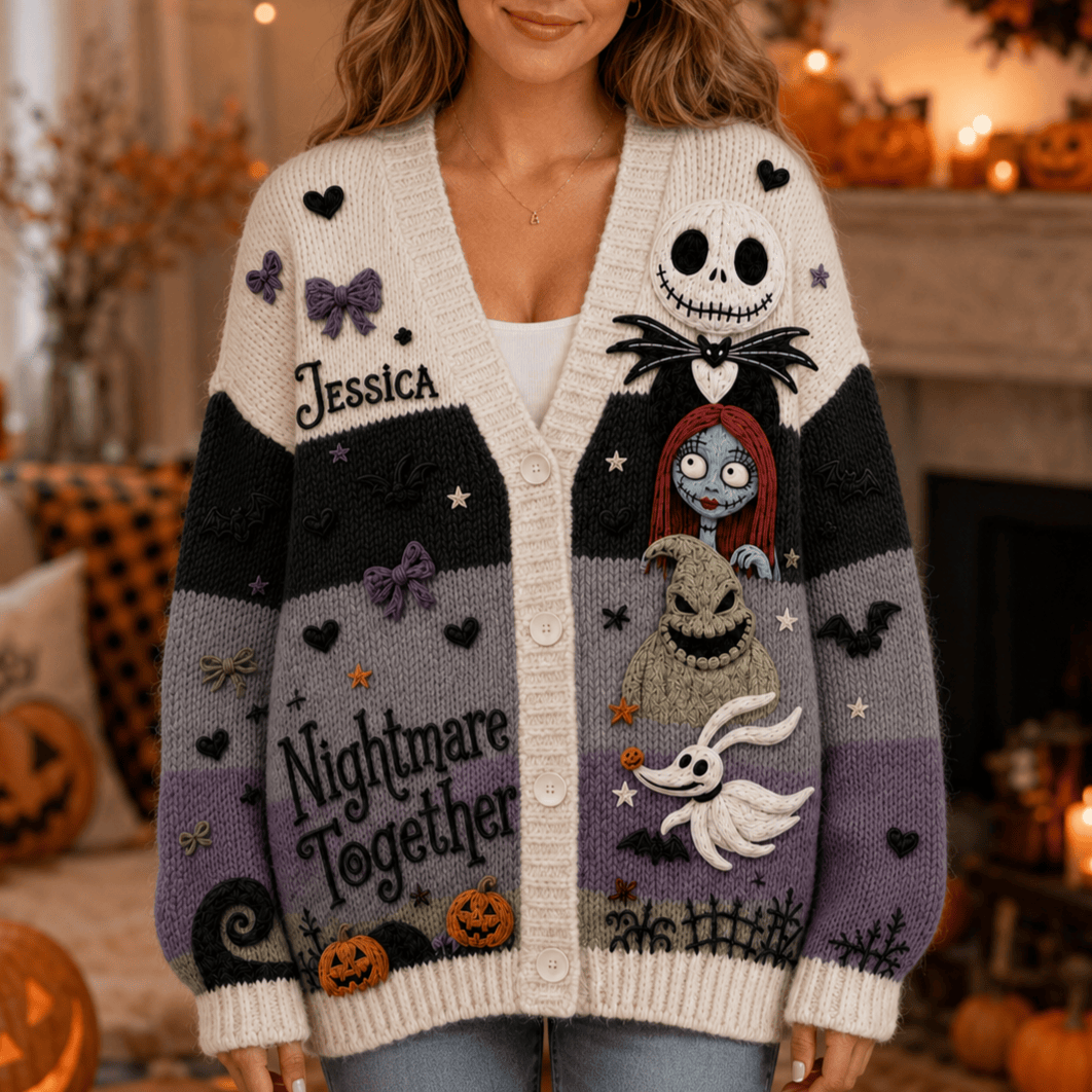 Personalized The Nightmare Before Christmas Halloween Nightmare Together Cardigan BFF Gifts