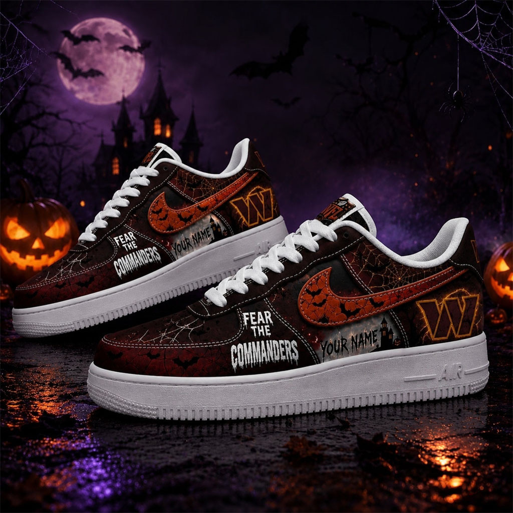 Personalized Washington Commanders Fear The Team Halloween Sneakers Commanders Merch Fan Gifts Personalized Washington Commanders Fear The Team Halloween Sneakers Commanders Merch Fan Gifts