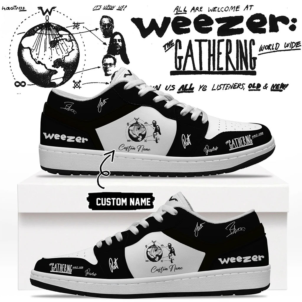 Personalized Weezer Merch The Gathering World Wide Signature Shoes Best Gifts For Music Lovers